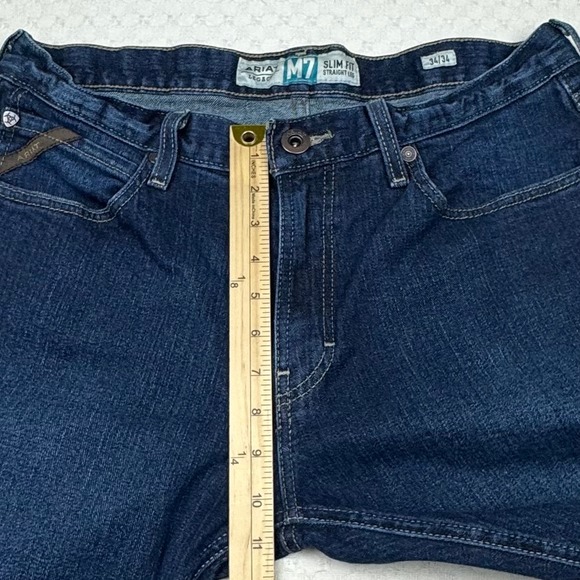 Ariat M7 Legacy Jeans Slim Fit Straight Leg Dark Wash Denim Mens 34x33 Western - Picture 9 of 15
